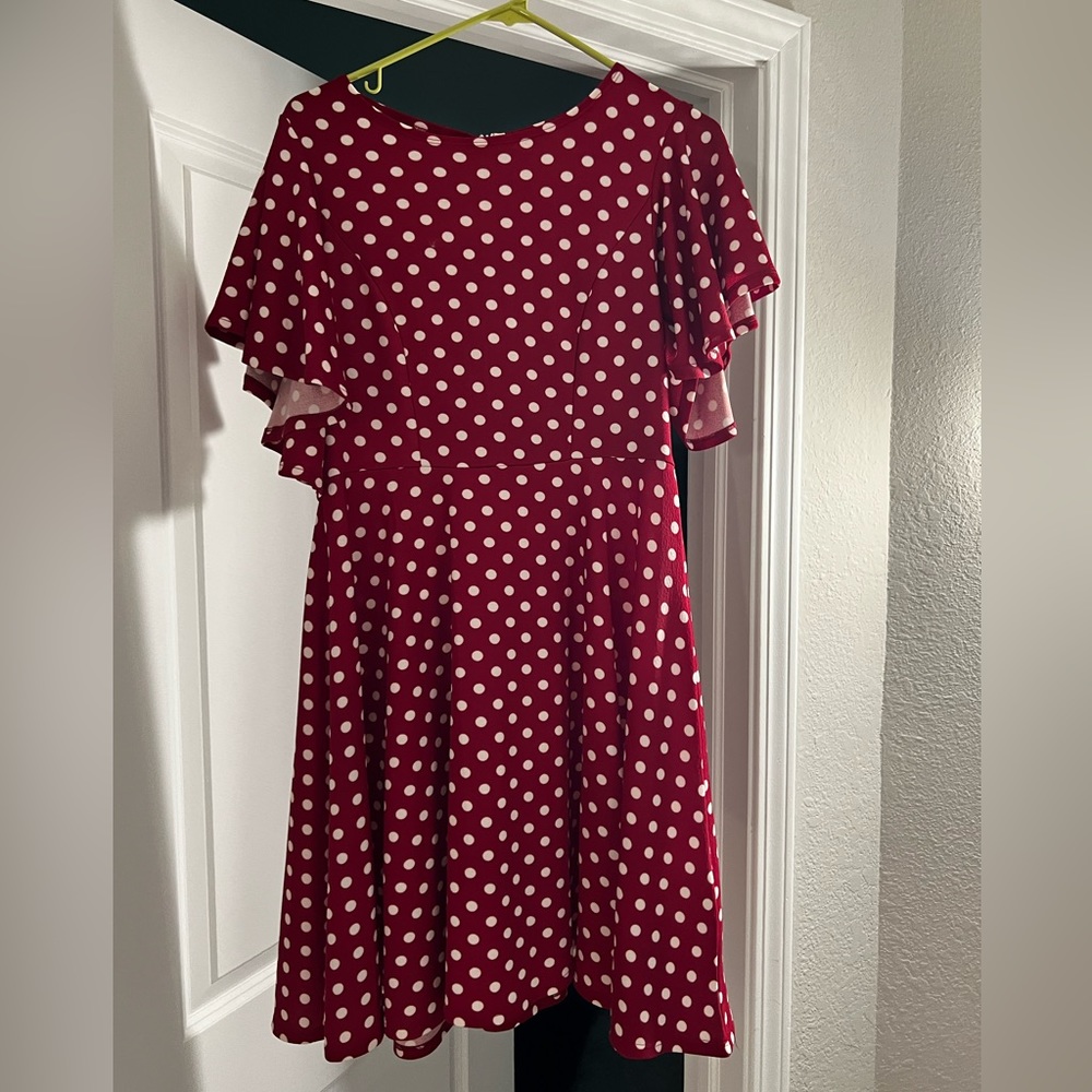 A-line red and white polka dot dress. Size XL.
